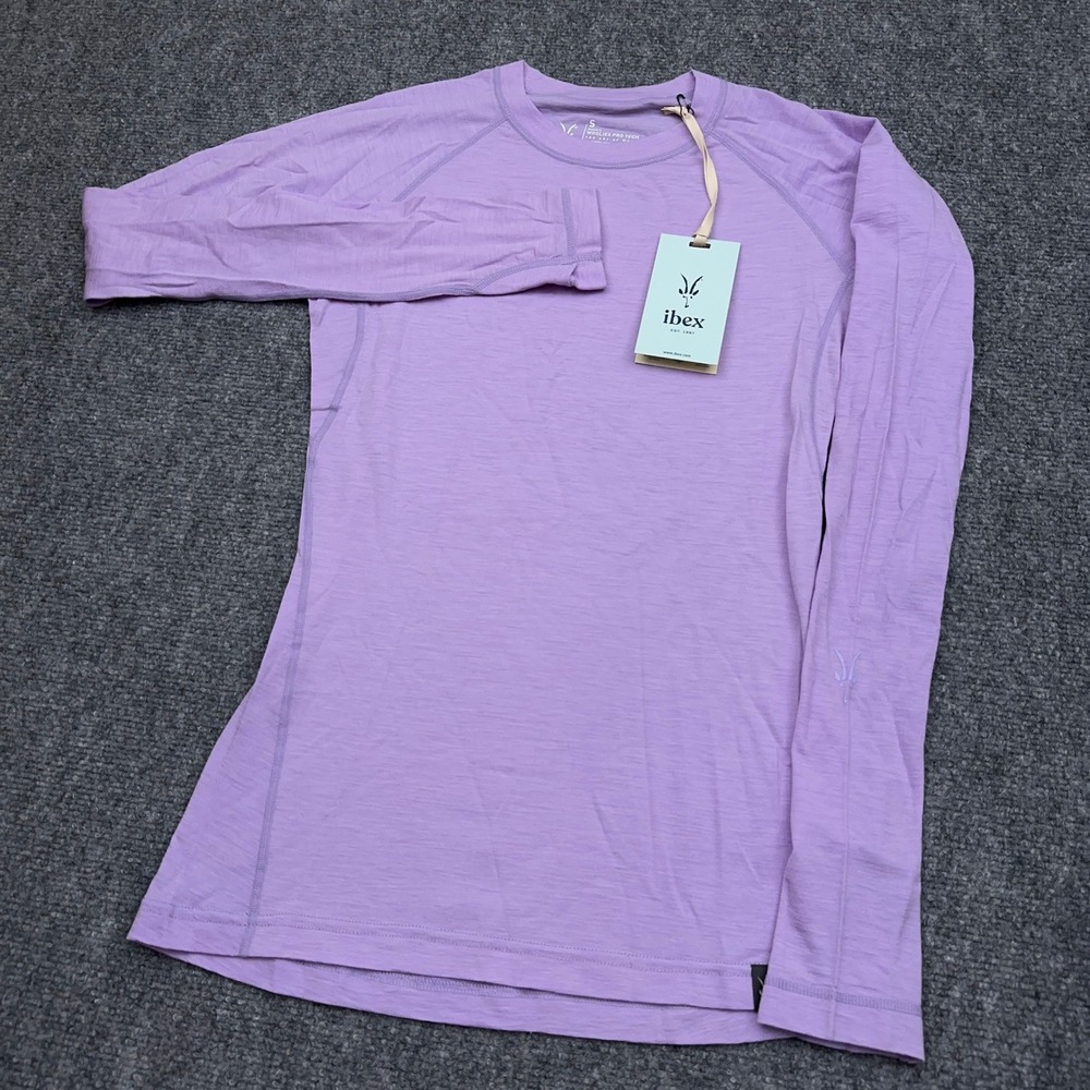 NEW Ibex Woolies Pro Tech Crew Women S Wild Iris Purple Merino Wool Base Layer